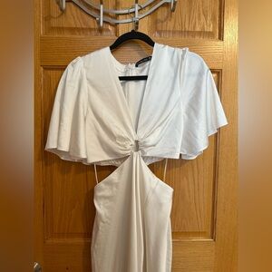 Abercrombie & Fitch White Maxi Dress Angel Sleeve O-Ring Cutout Maxi